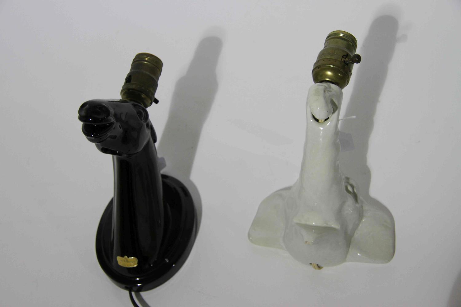 Two Haeger Pottery Figural Sconces Width of widest 9 3/4 inches. — 1947