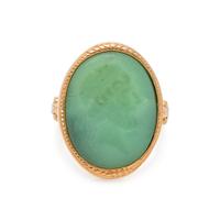 YELLOW GOLD AND CHRYROPRASE INTAGLIO RING