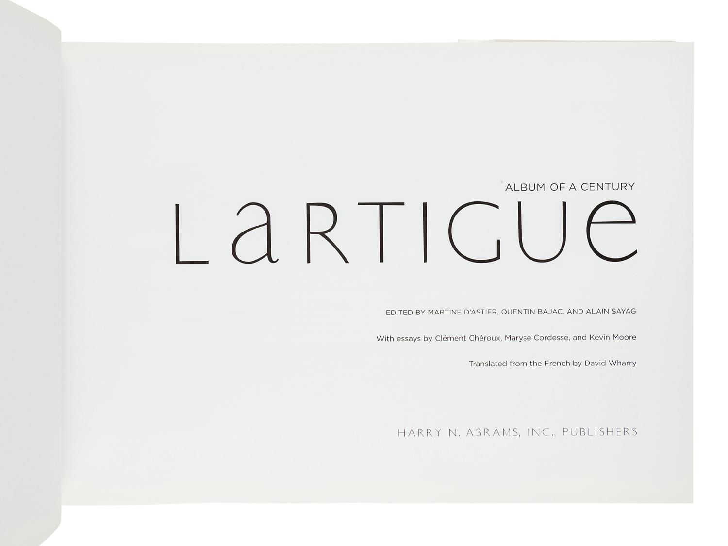 LARTIGUE, Jacques Henri (1894-1986). Lartigue: Album of a Century. New York: Harry N. Abrams, Inc., 2003.