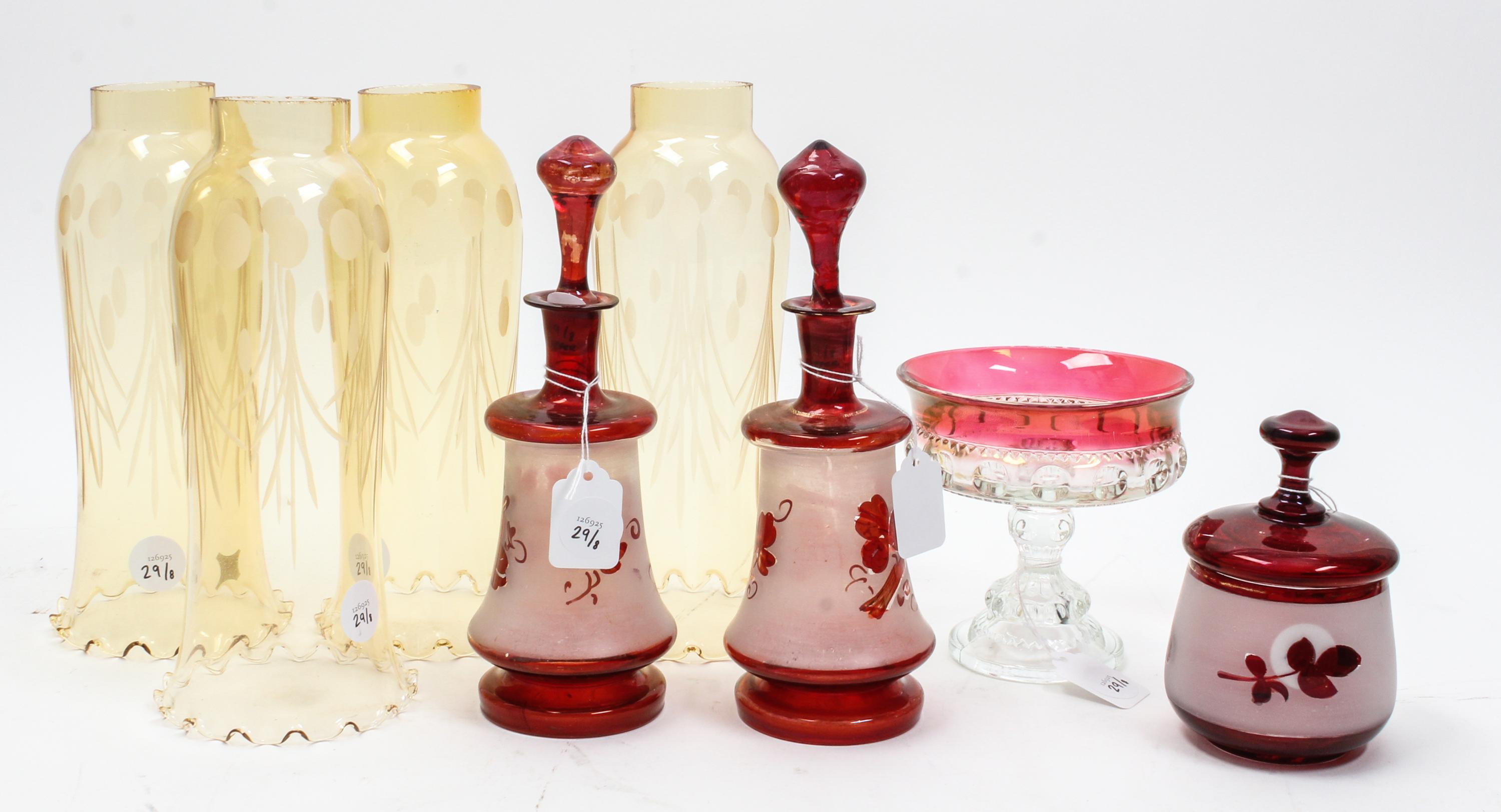 A Collection of Cut Glass Articles Height of first 10 inches.