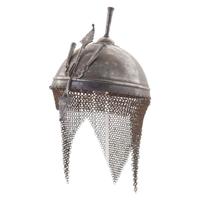 Decorated Spiked Indo Persian Kulah Khud Helmet with Chainmail Aventail and Nose Guard