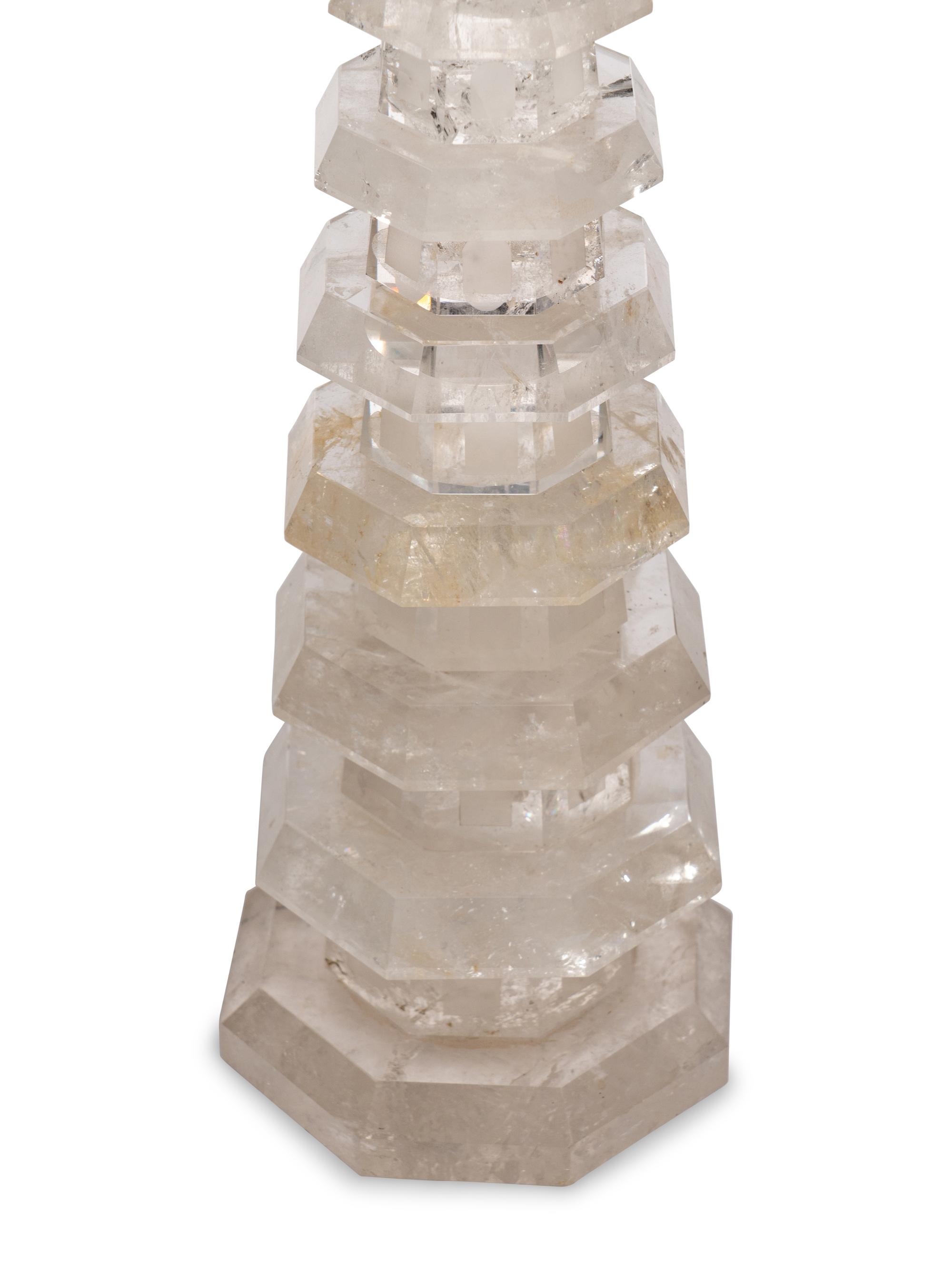 A Pair of Carved Rock Crystal Pagodas