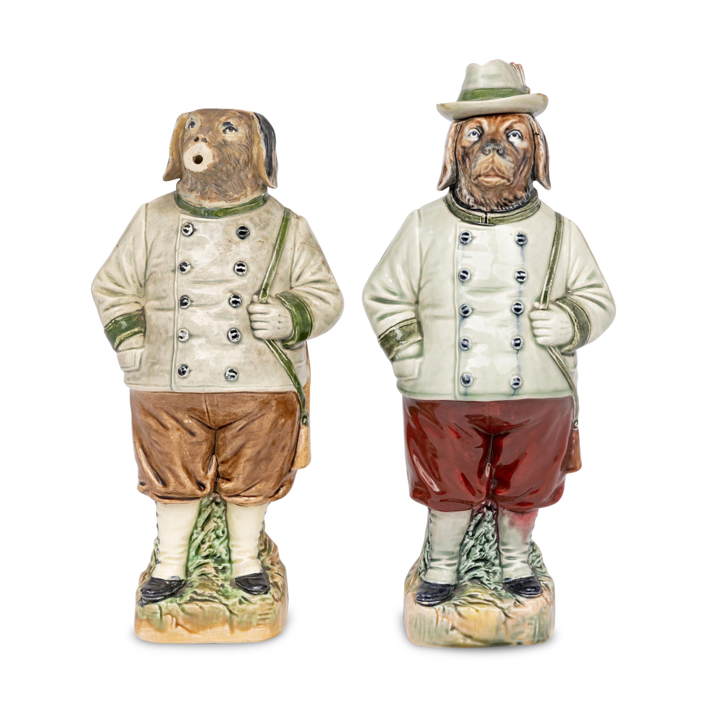 Two German Majolica Decanters