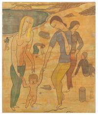 Femmes et bébé sur la plage