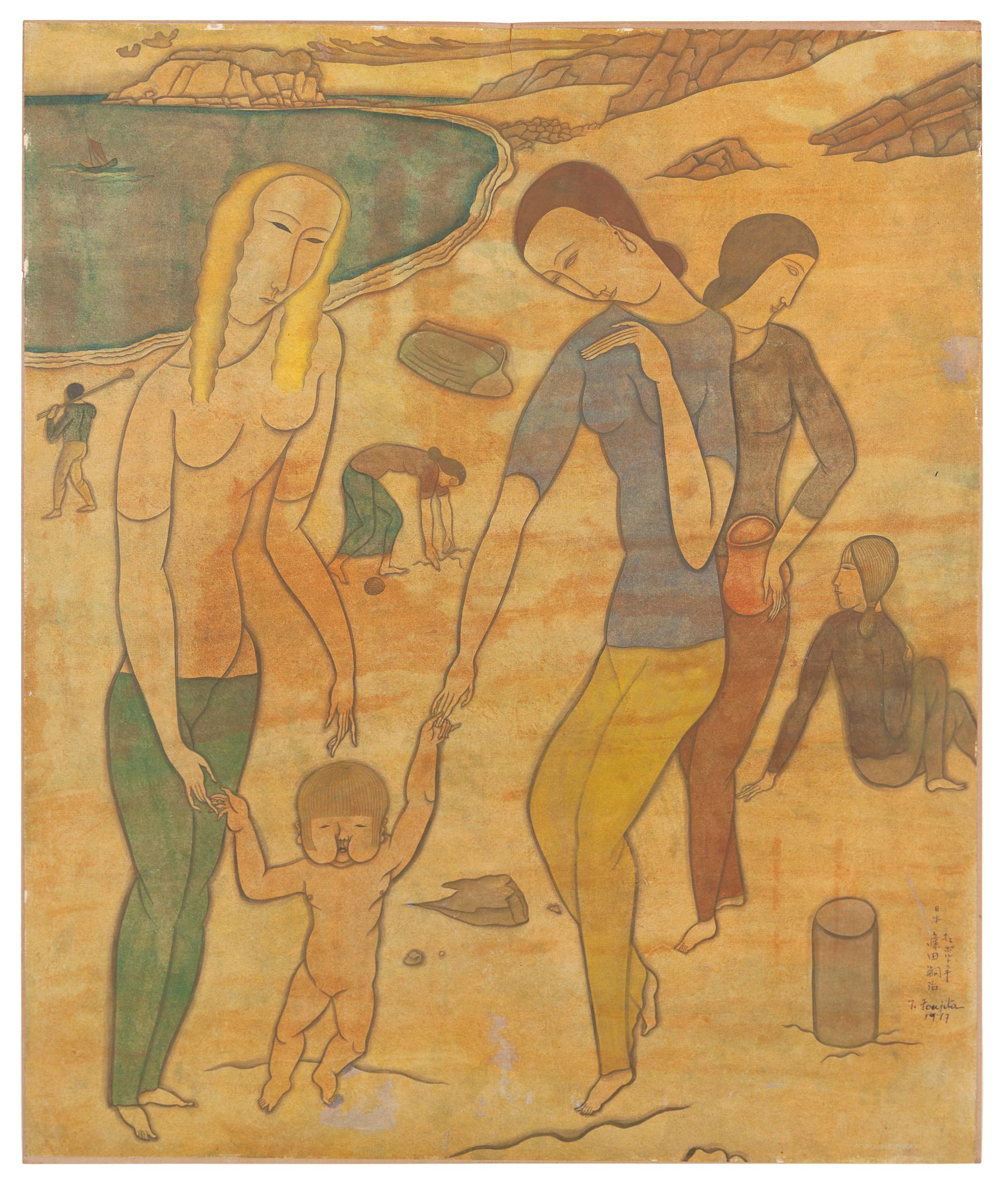 Femmes et bébé sur la plage