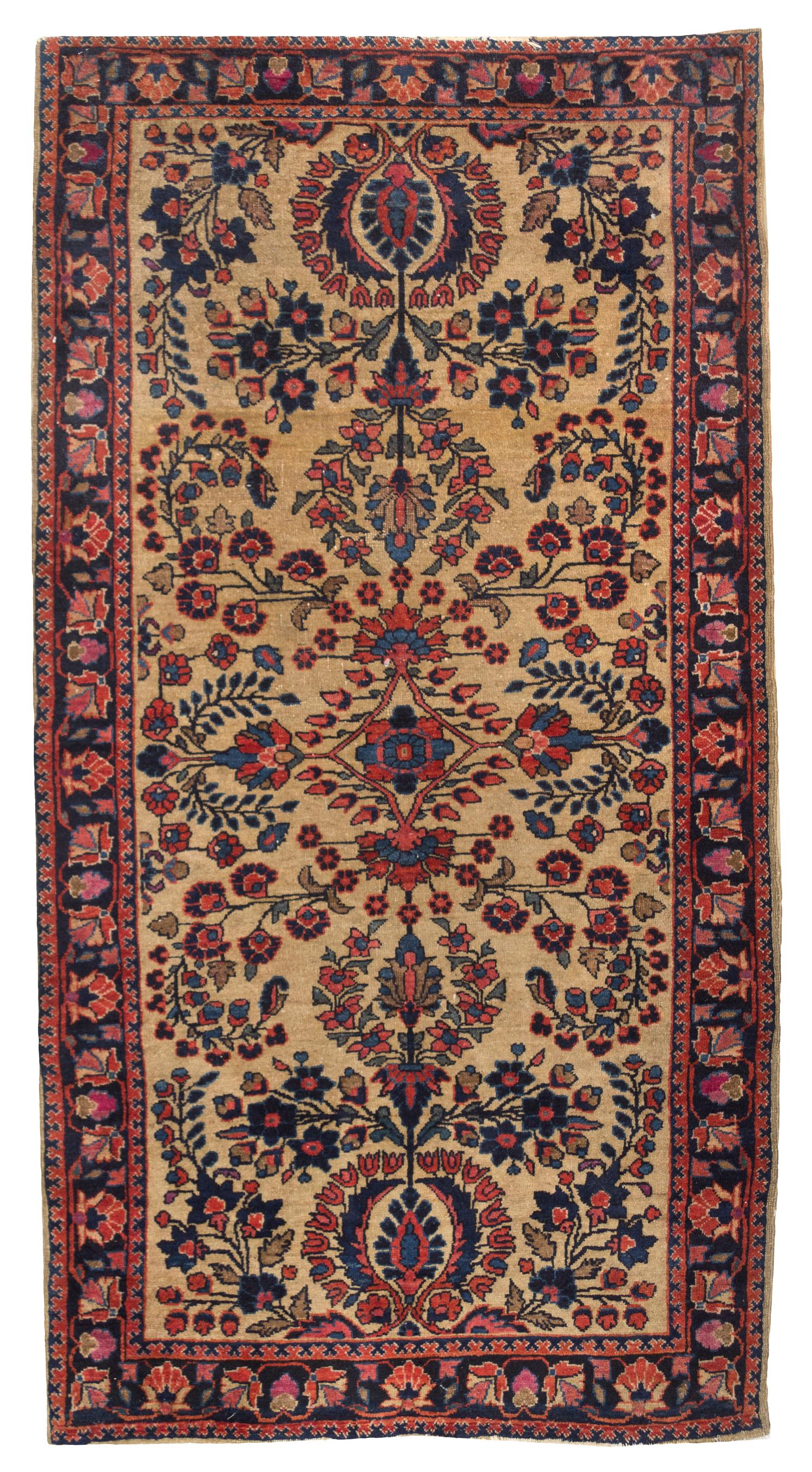 A Sarouk Wool Mat, 4 feet 10 inches x 2 feet 7 inches.