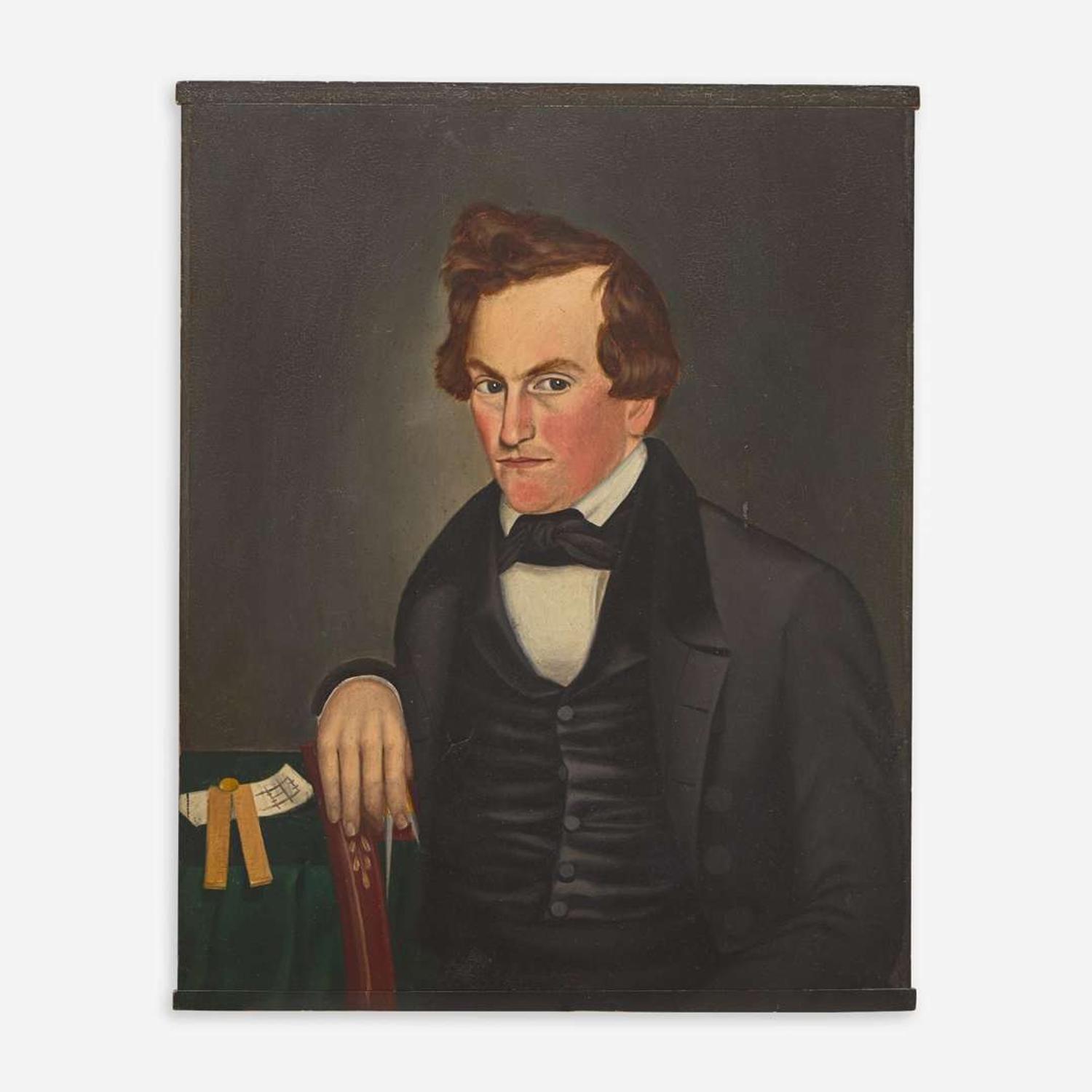 American School 19th century Pair of portraits: Lady and Gentleman
