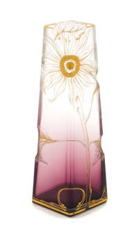 An Art Nouveau Carved and Gilt Decorated Amethyst Glass Vase Height 11 3/4 inches. — LATE 19TH CENTURY