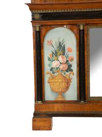 A North Italian Ebonized and Gilt Metal Mounted Walnut Overmantel Mirror