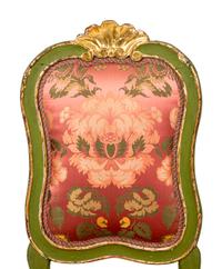 A Pair of Continental Green-Painted and Parcel-Gilt Side Chairs
