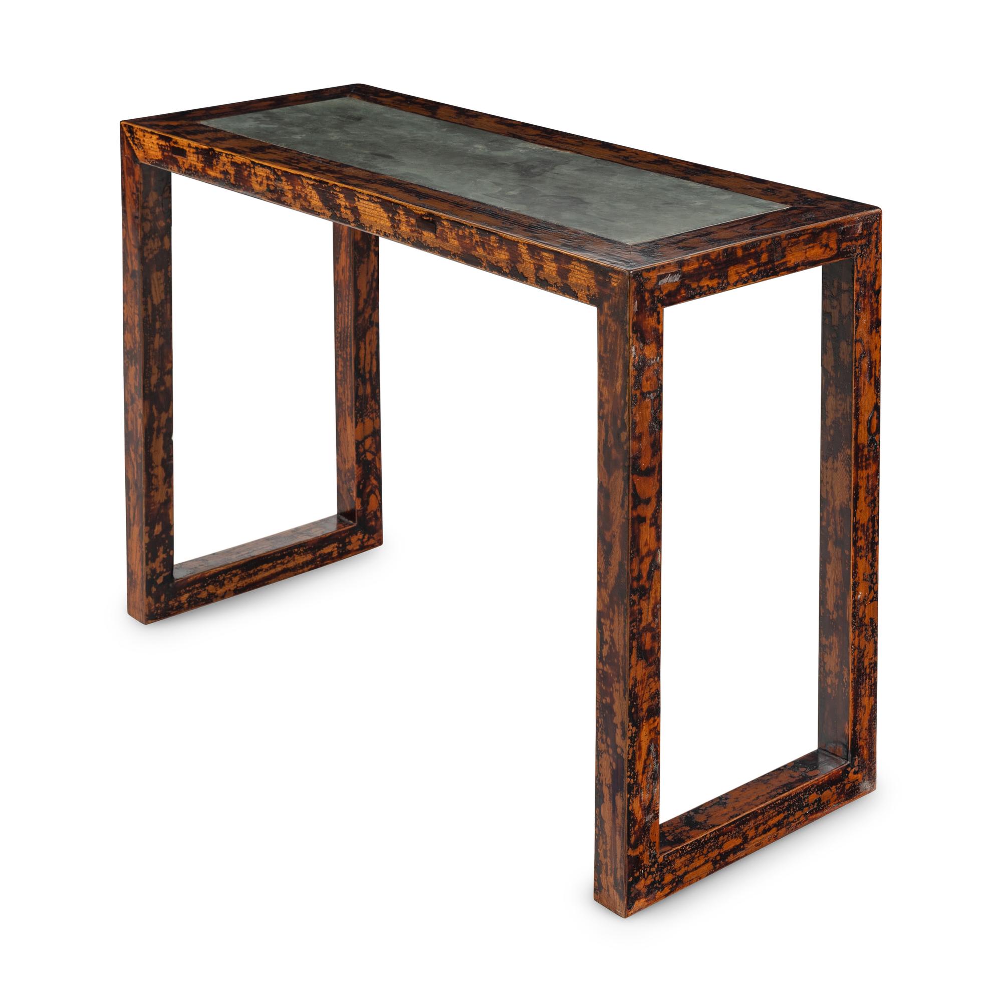 A Chinese Stone-Inset Hardwood Console Table