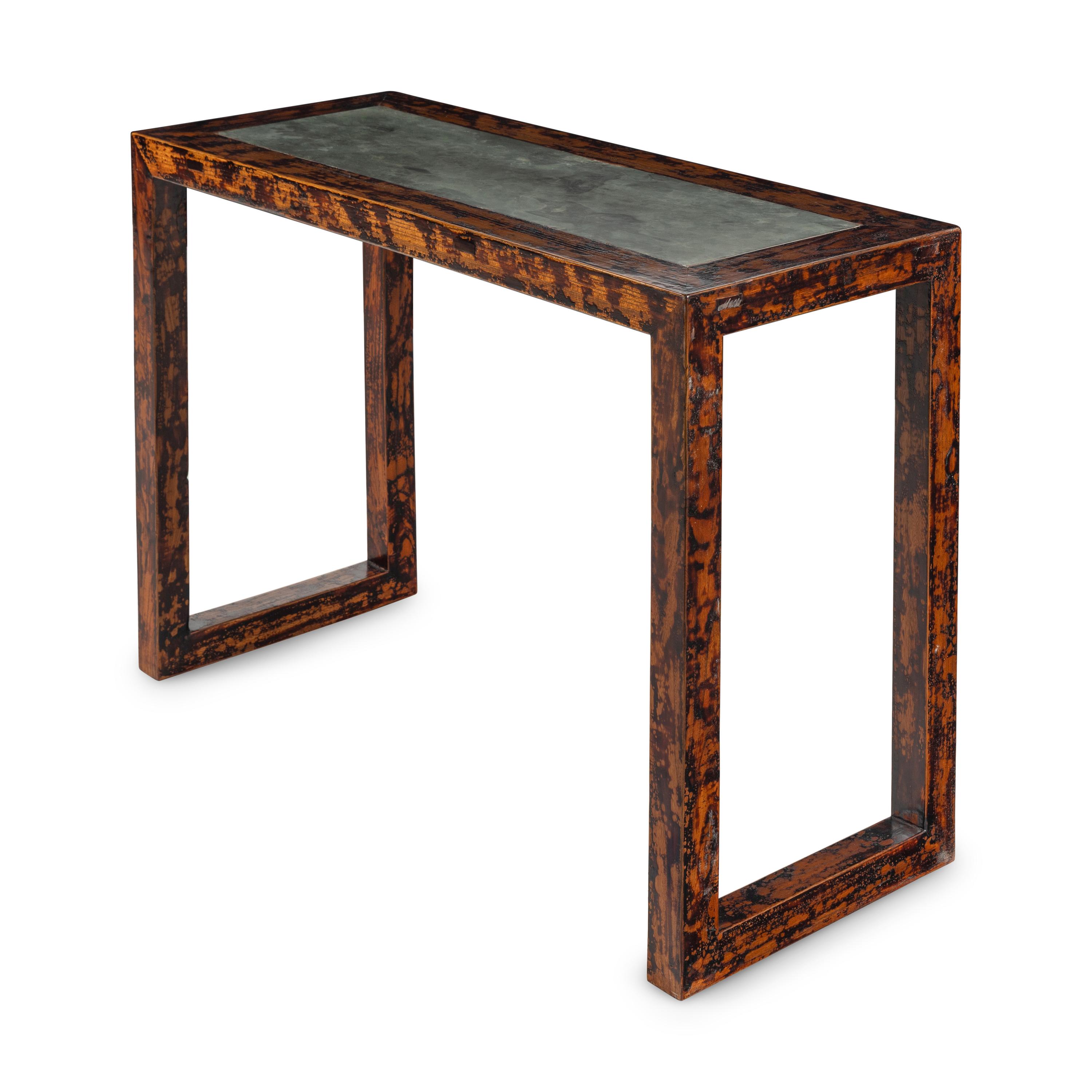 A Chinese Stone-Inset Hardwood Console Table