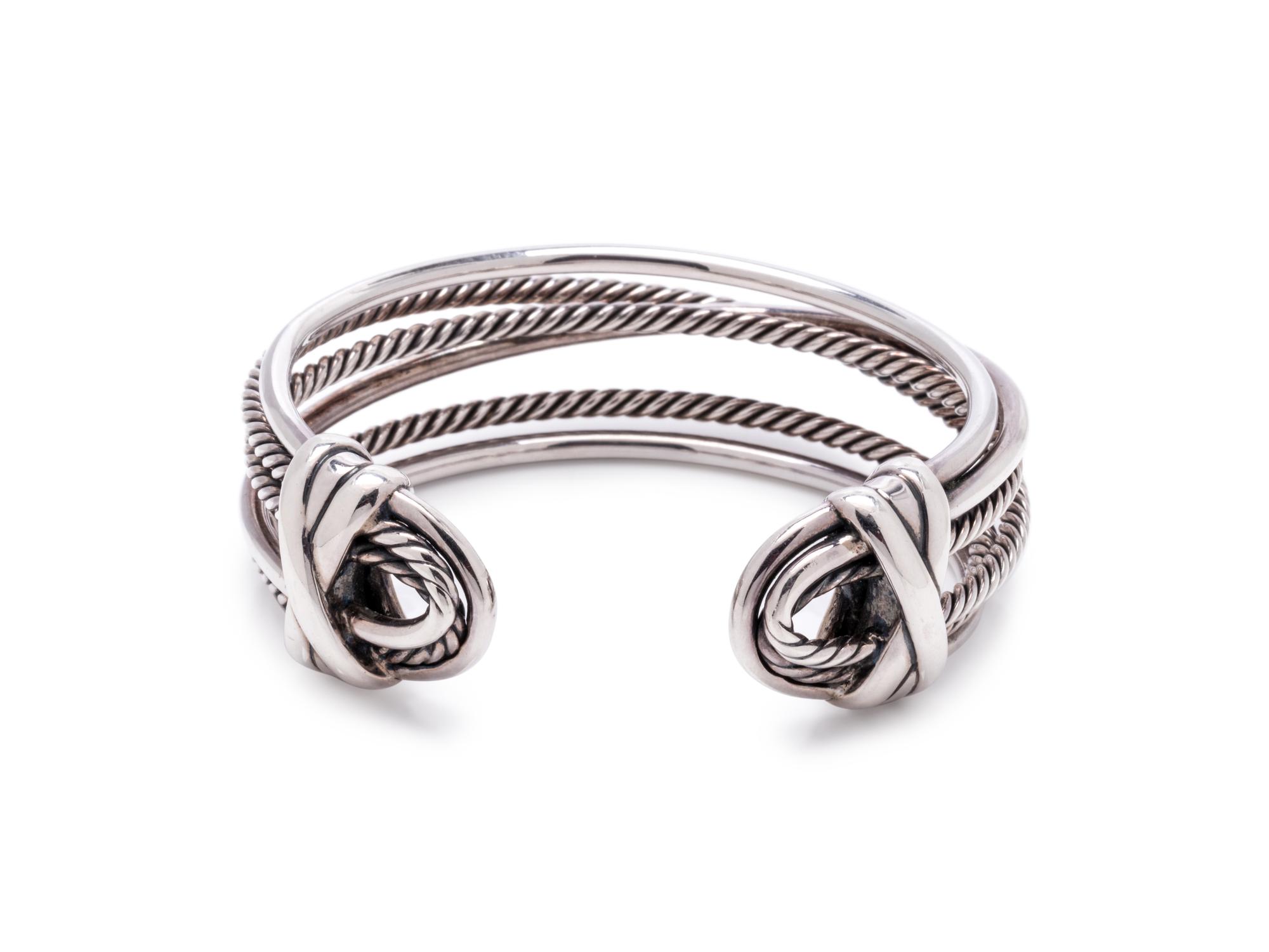 DAVID YURMAN, STERLING SILVER 'CROSSOVER' CUFF BRACELET