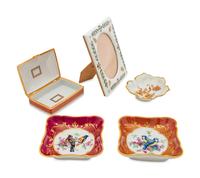 Five Limoges Painted and Parcel Gilt Porcelain Articles