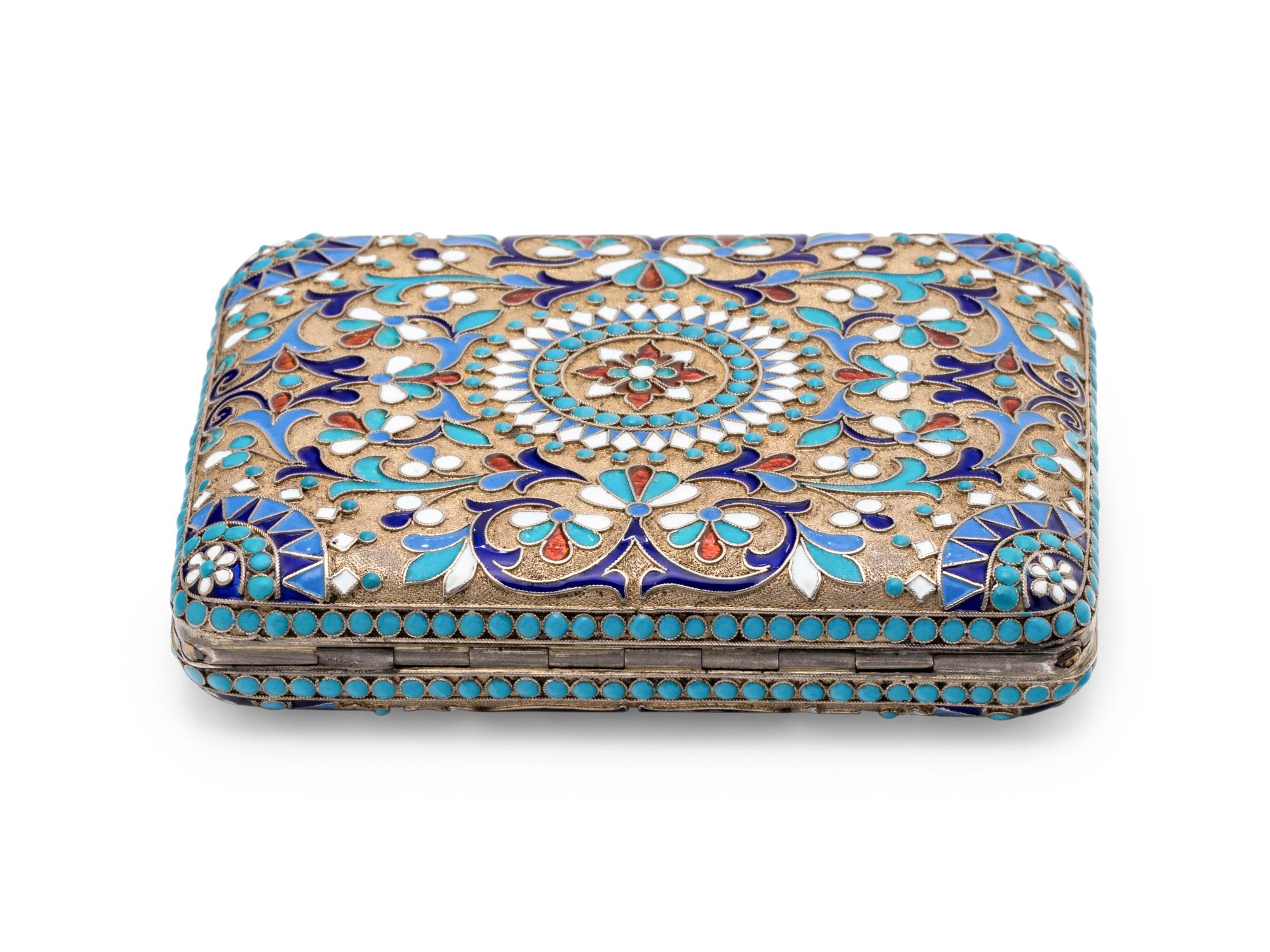A Russian Silver-Gilt and Enamel Cigarette Case