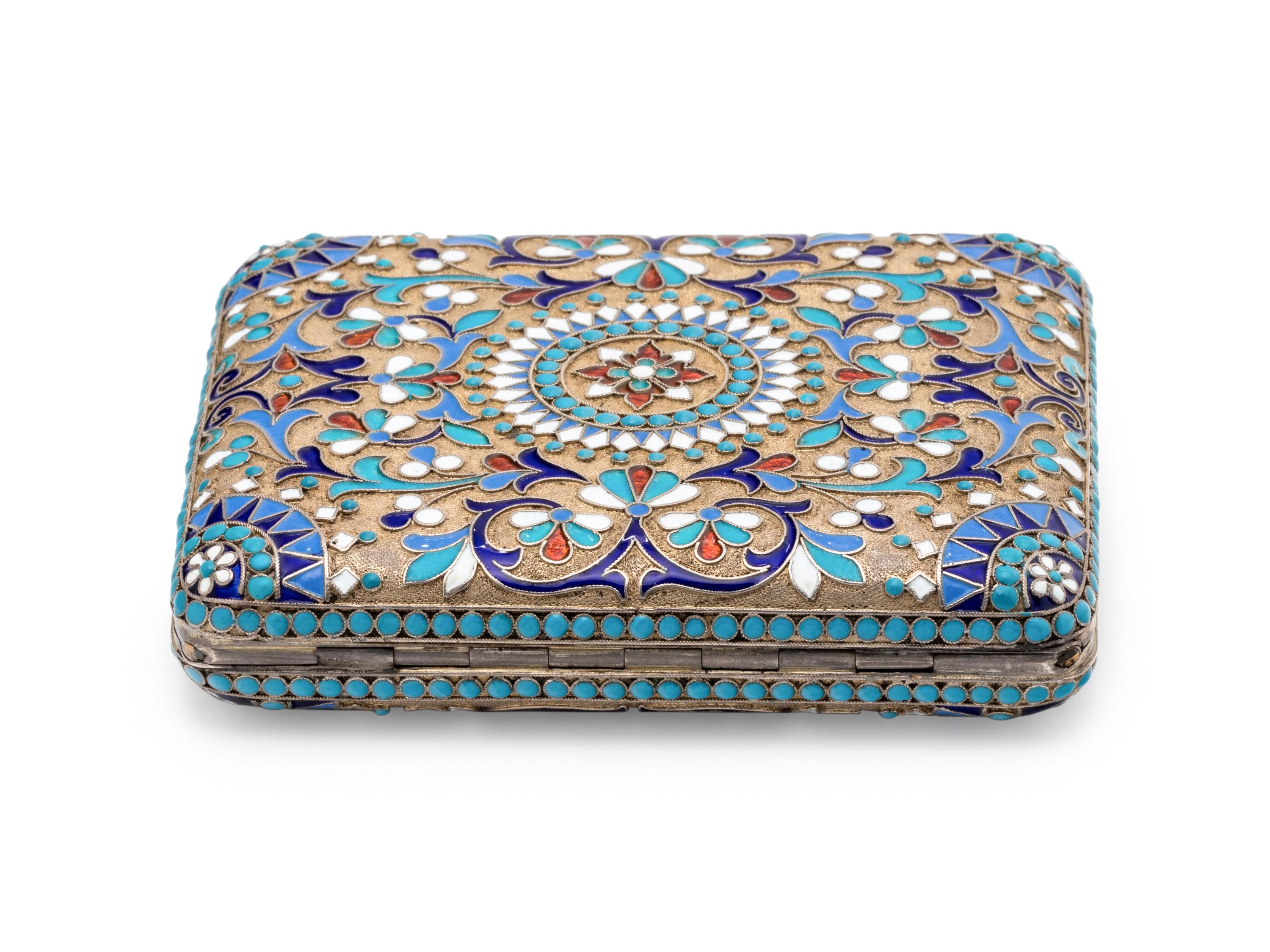 A Russian Silver-Gilt and Enamel Cigarette Case
