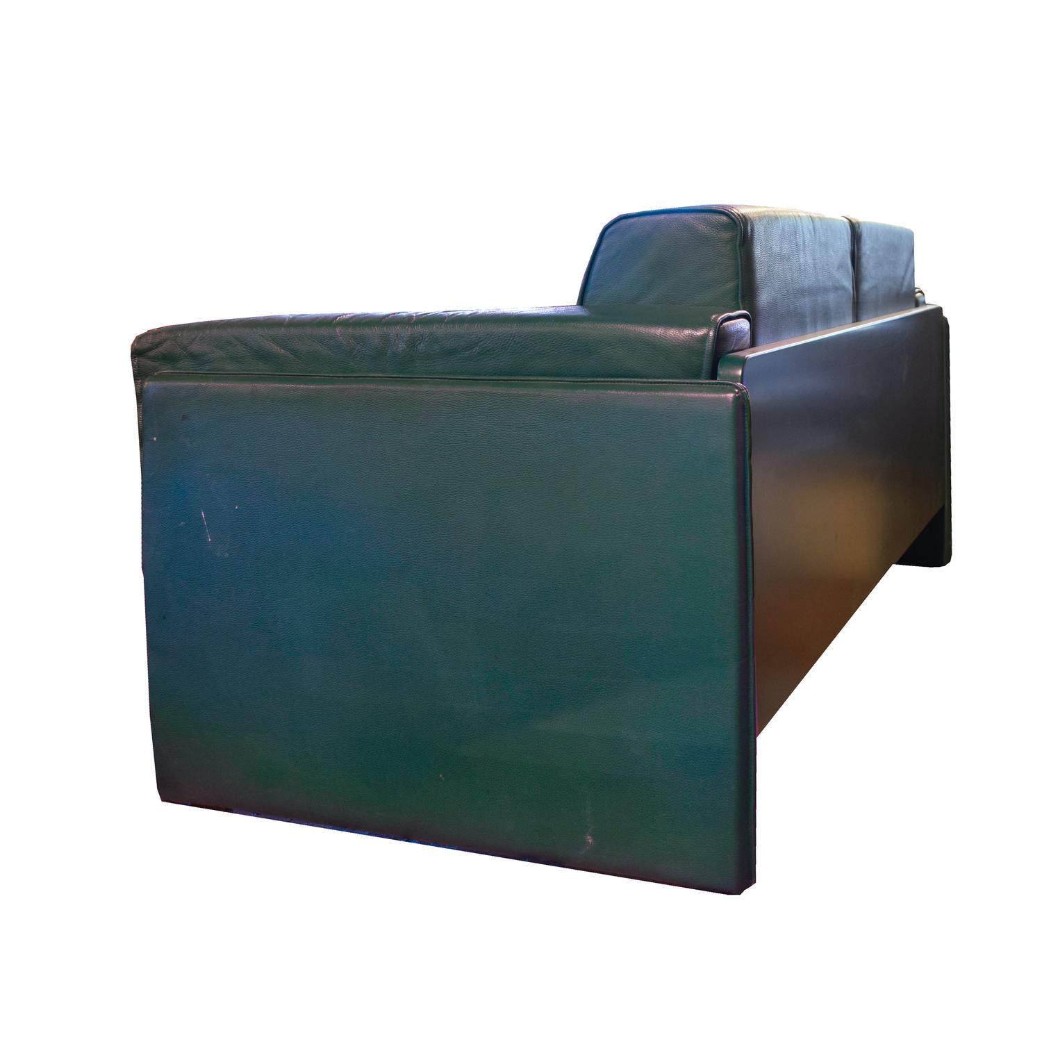 A Pair of Mid-Century Leather Sofas, from the Milan Airport 61" W x 35" D x 30" H — Italy, Mid-20th Century