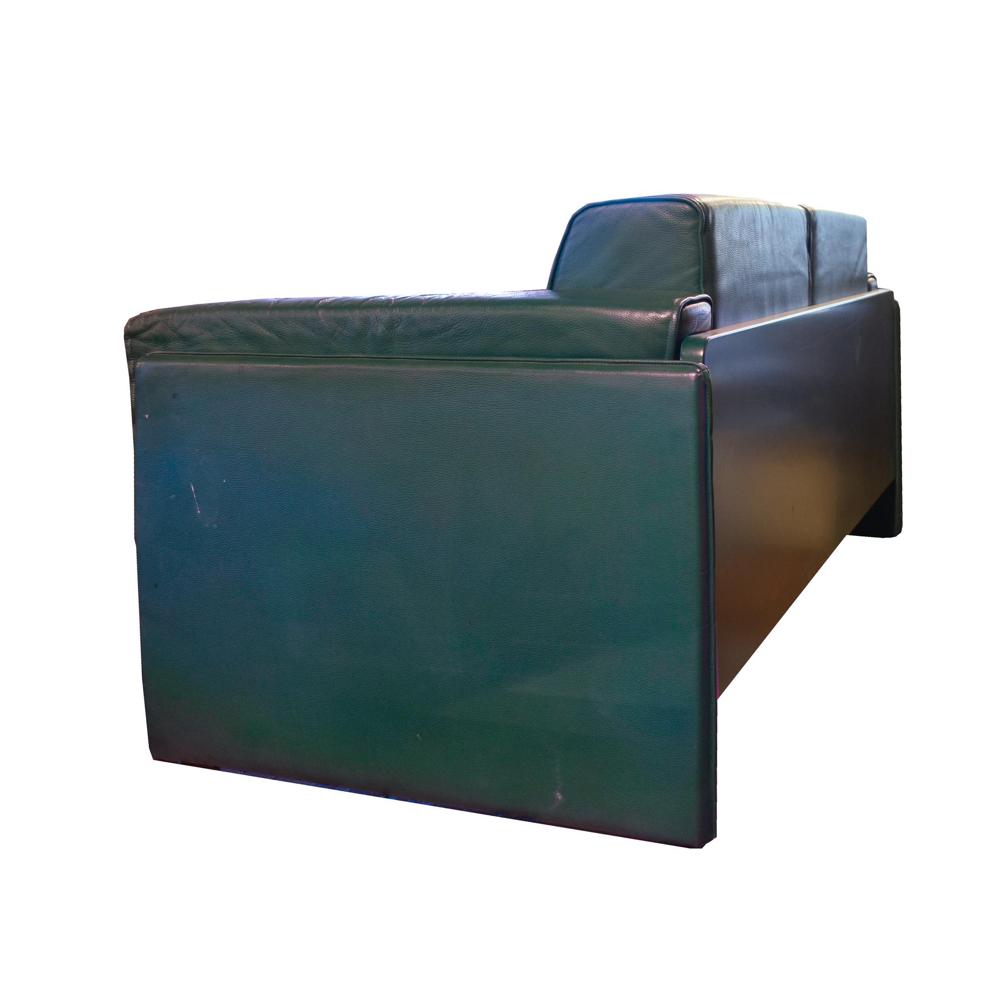 A Pair of Mid-Century Leather Sofas, from the Milan Airport 61" W x 35" D x 30" H — Italy, Mid-20th Century