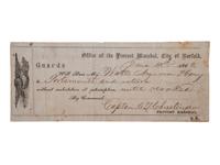 [CIVIL WAR - AFRICAN AMERICANA]. Partially printed pass issued to "Watt's Negro man Henry." Norfolk, VA, 11 June 1862.