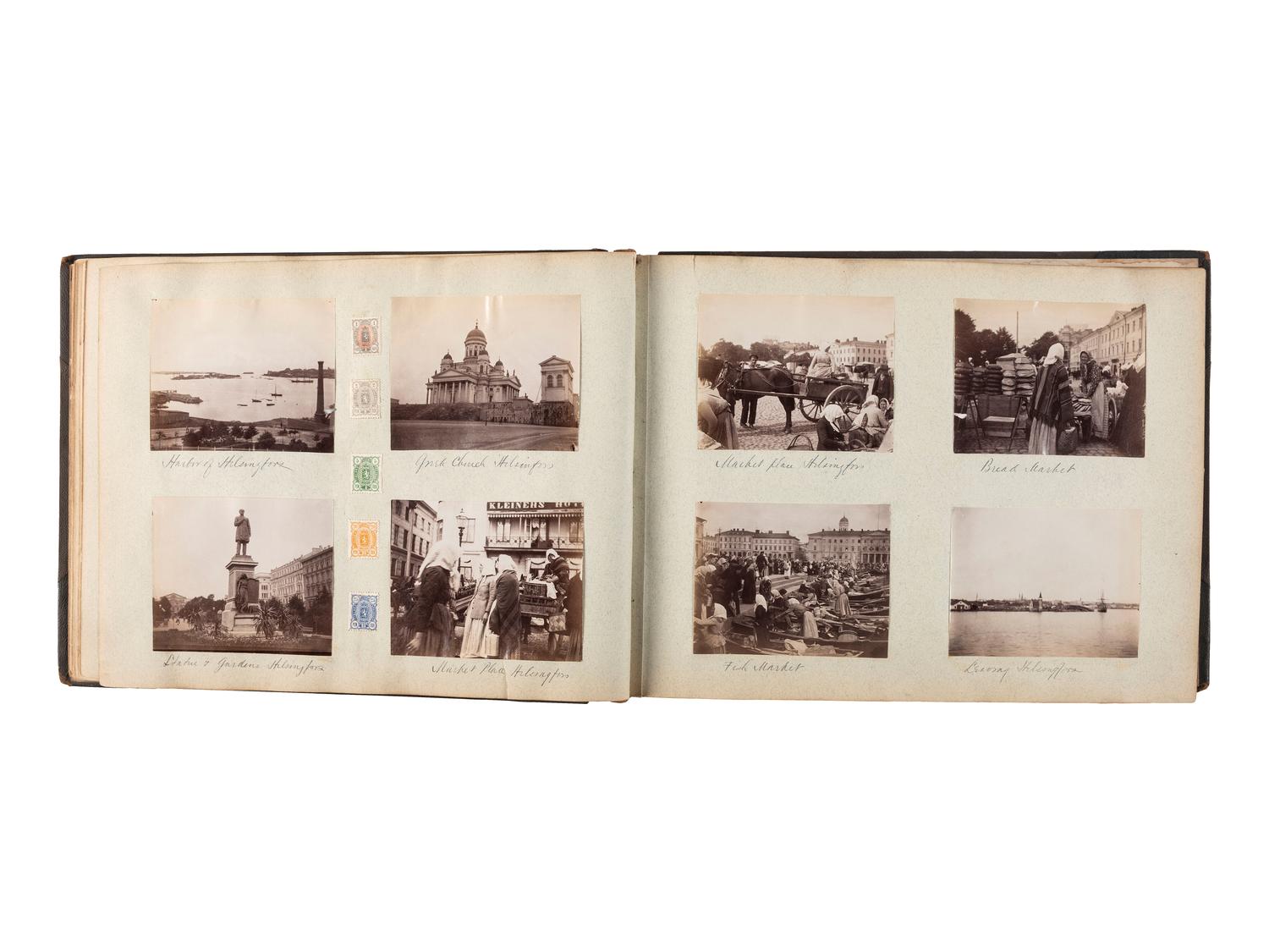 [EARLY PHOTOGRAPHY]. 3 albums documenting international travel. Ca 1892-1898.