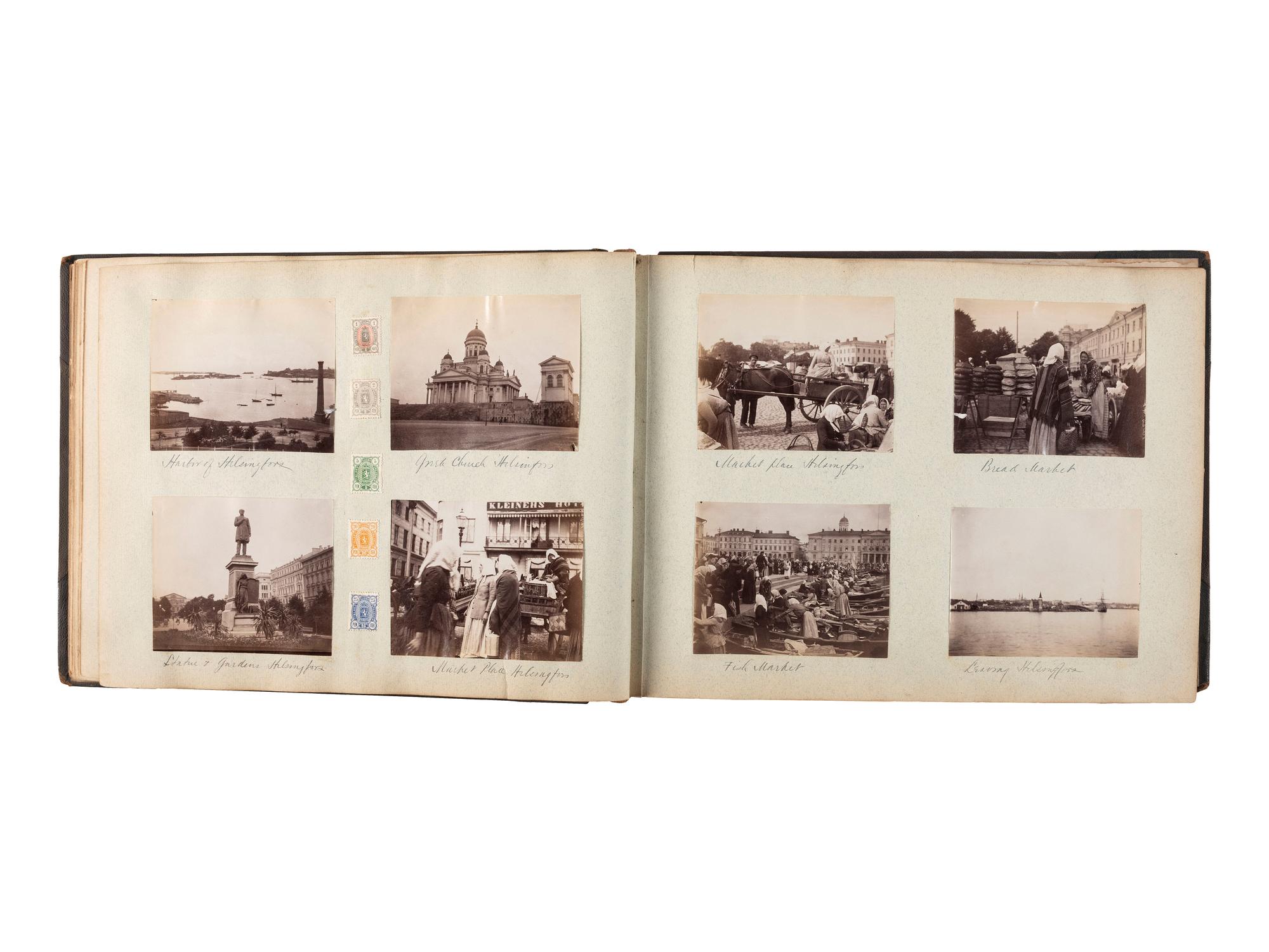 [EARLY PHOTOGRAPHY]. 3 albums documenting international travel. Ca 1892-1898.