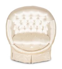 A Button-Tufted Silk-Upholstered Skirted Lounge Chair