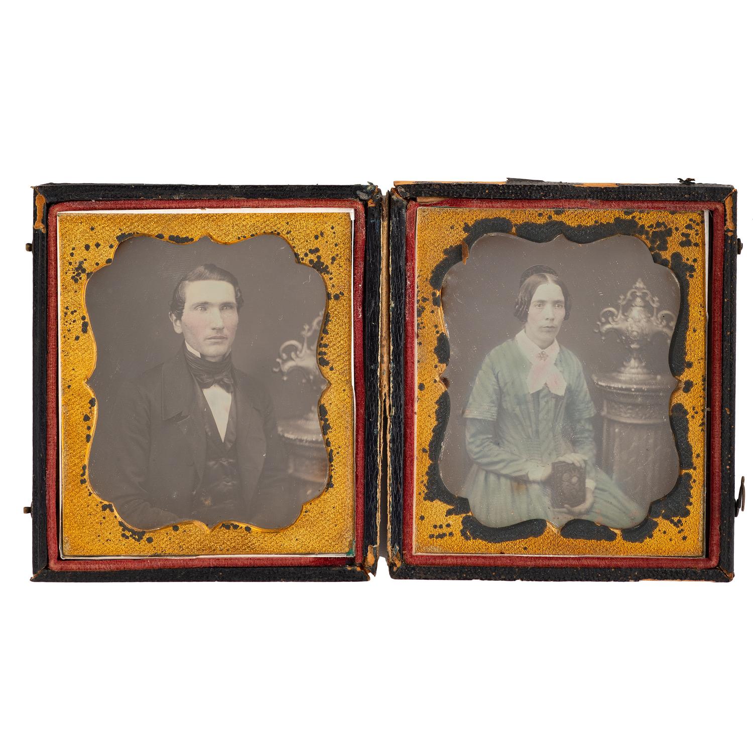 [EARLY PHOTOGRAPHY - PORTRAITURE]. A collection of daguerreotypes and ambrotypes of couples, including: