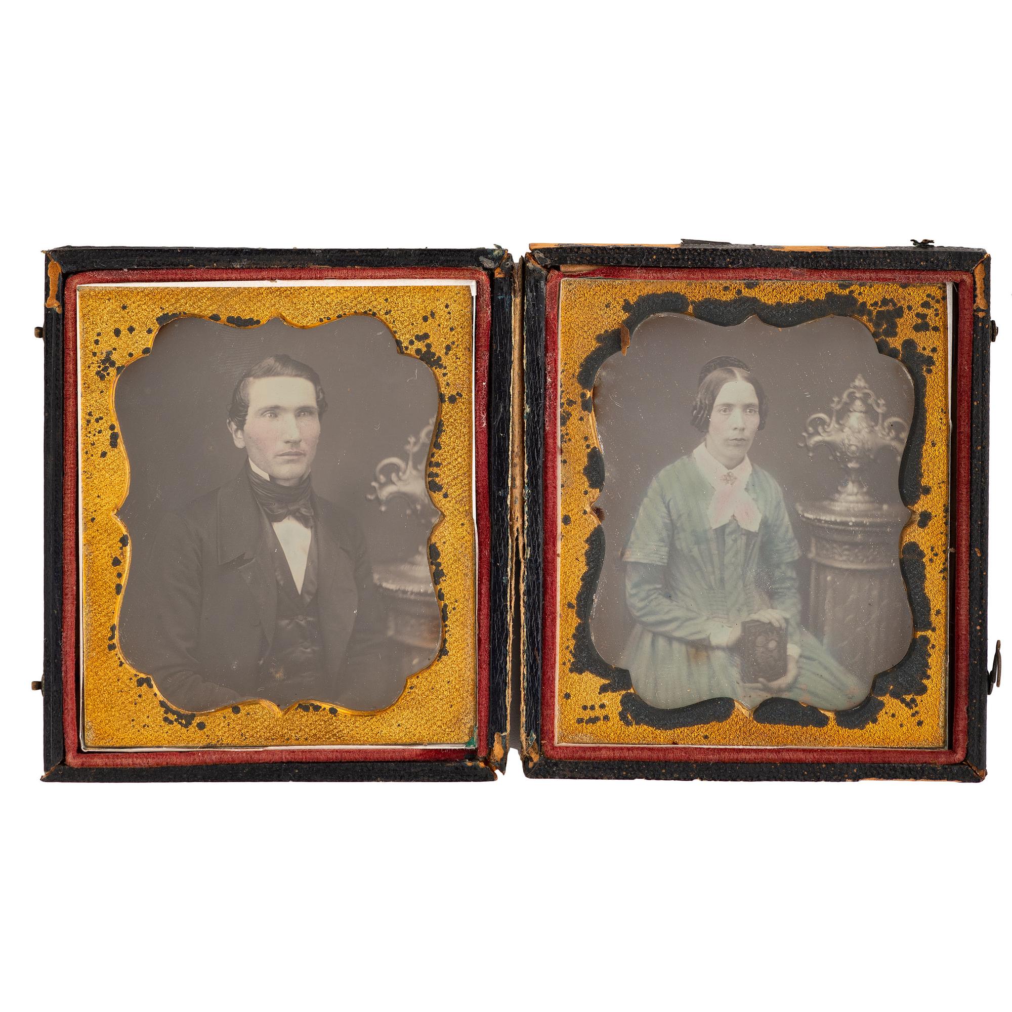 [EARLY PHOTOGRAPHY - PORTRAITURE]. A collection of daguerreotypes and ambrotypes of couples, including: