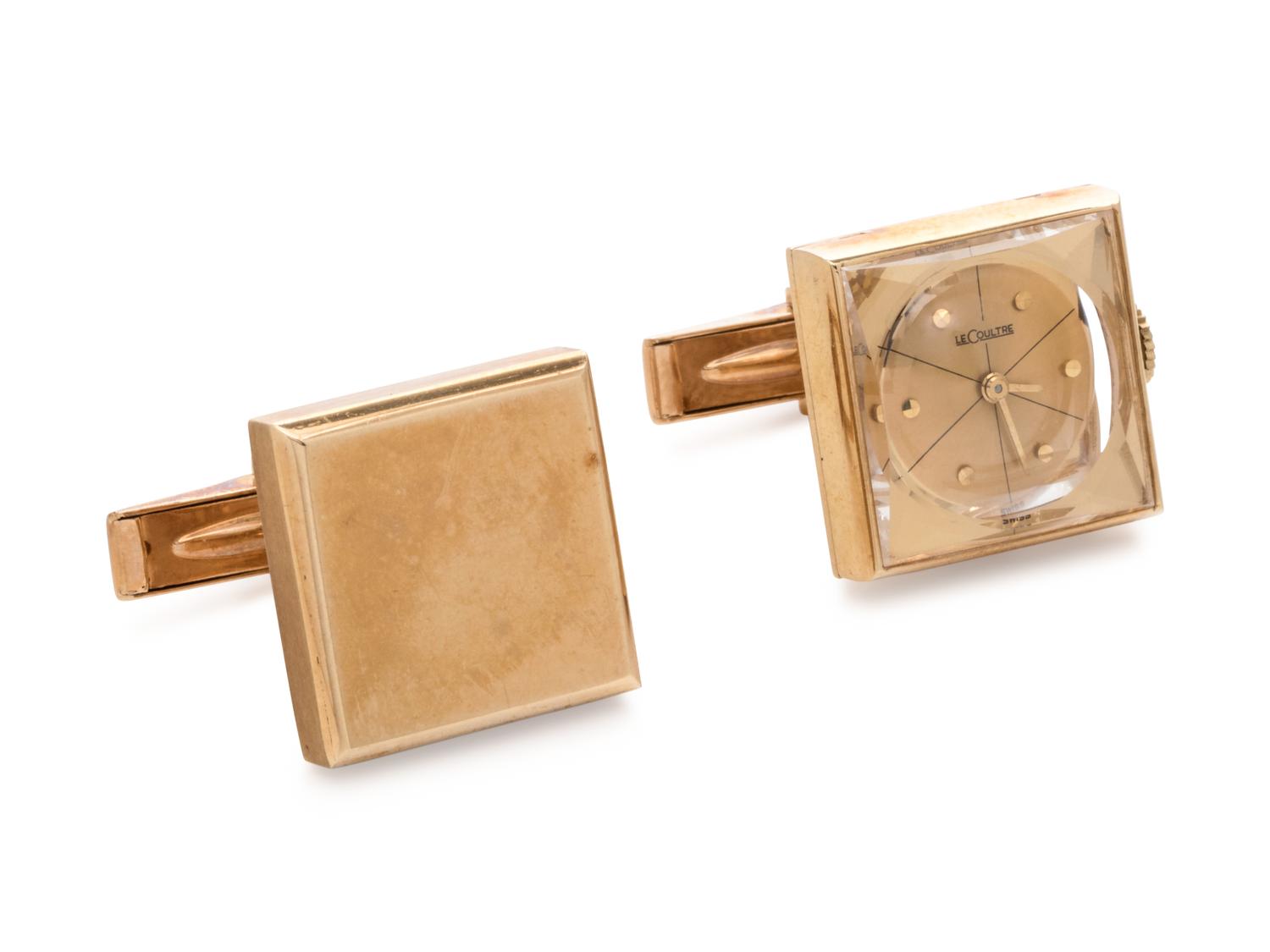 LeCOULTRE, YELLOW GOLD WATCH CUFFLINKS