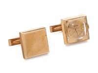 LeCOULTRE, YELLOW GOLD WATCH CUFFLINKS