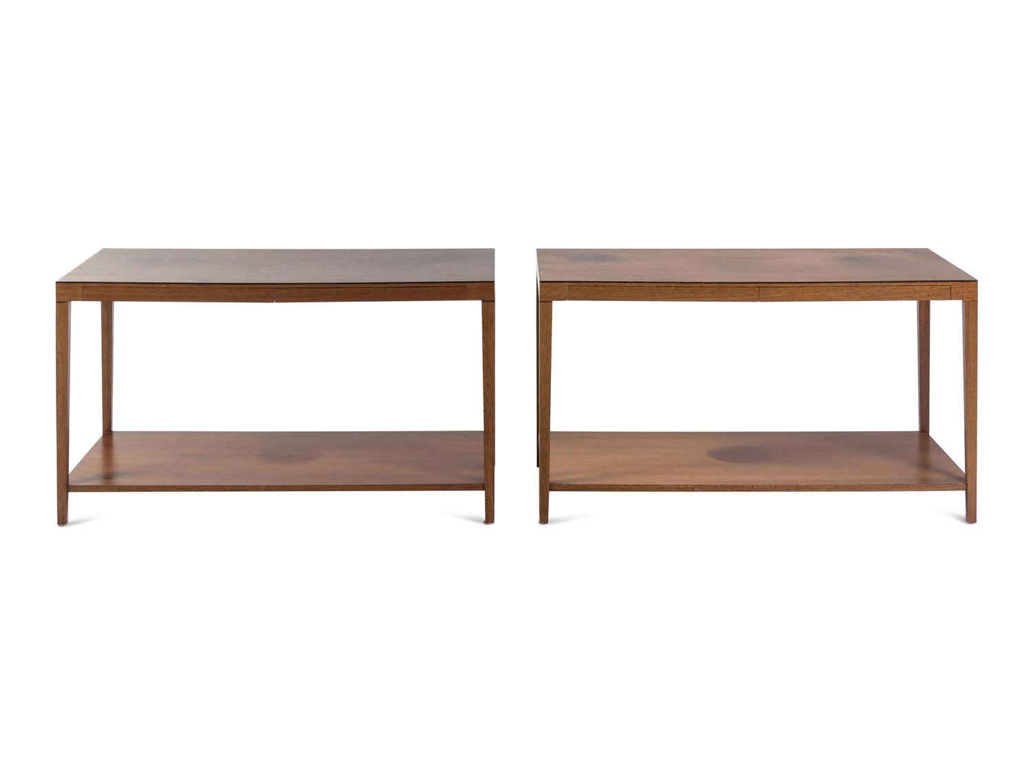 A Pair of Contemporary Hardwood Console Tables in the Style of Jean Michel Frank
