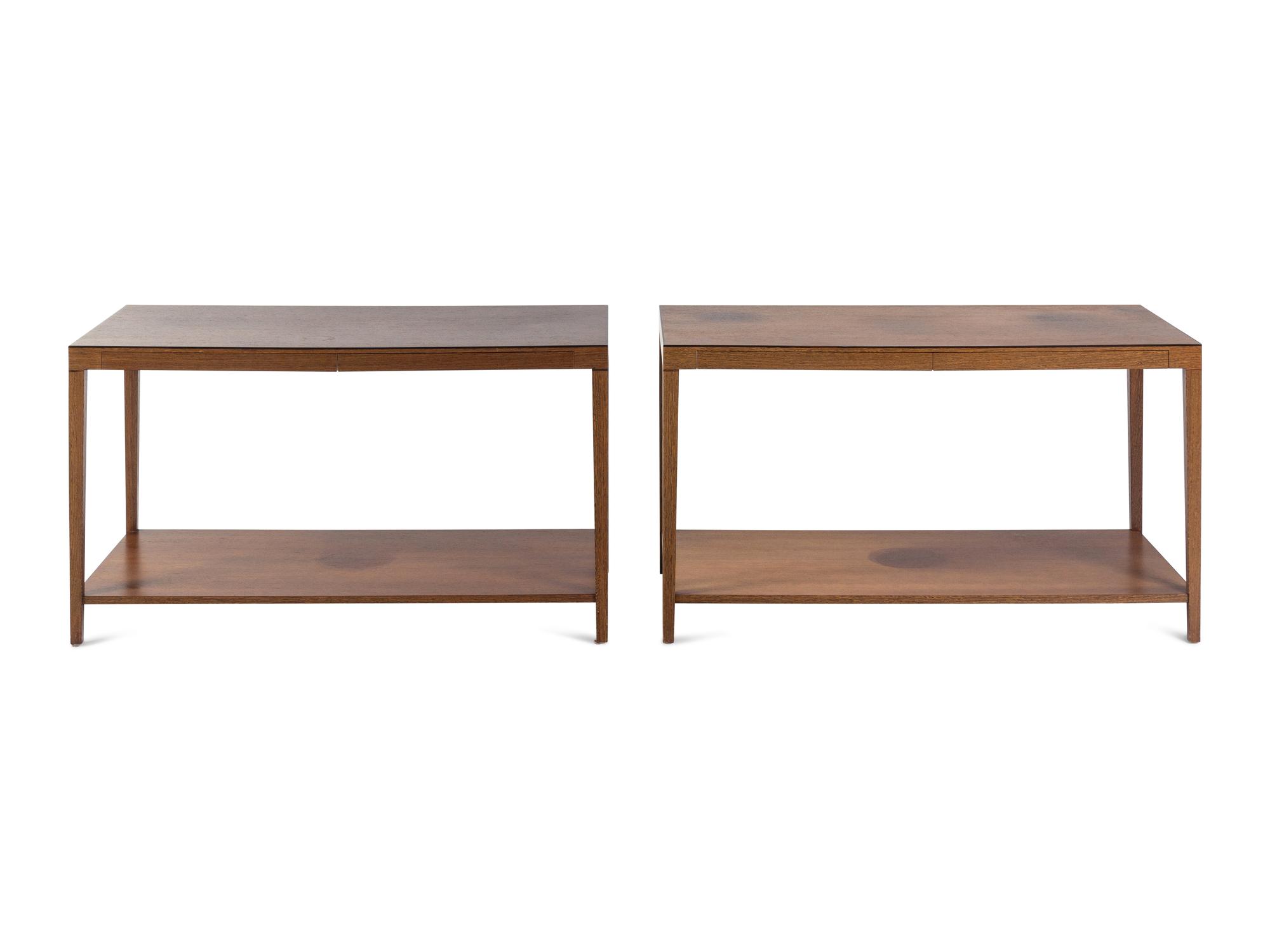 A Pair of Contemporary Hardwood Console Tables in the Style of Jean Michel Frank