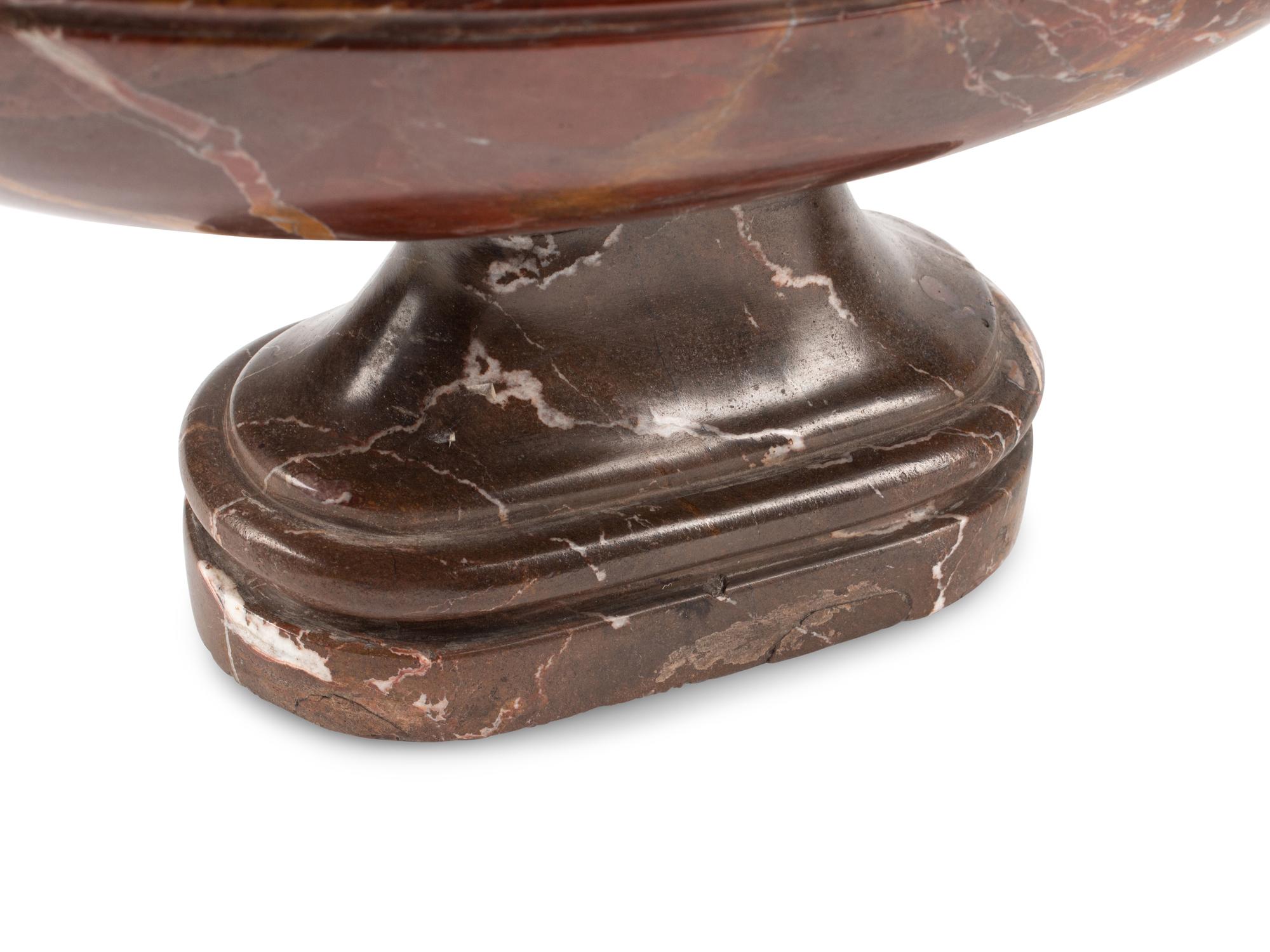 A Pair of Italian Carved Marble Footed Bowls and Covers