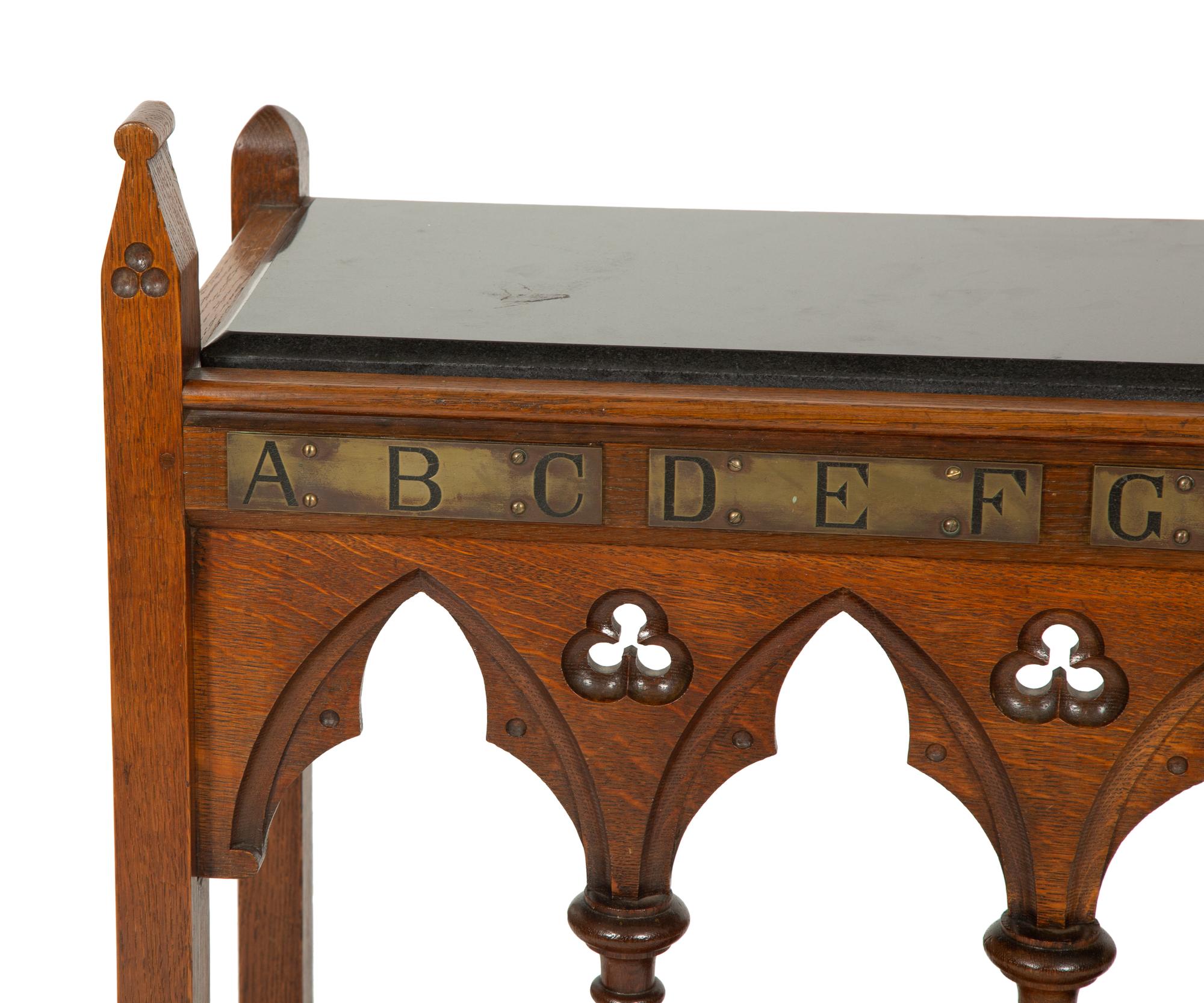 An English Gothic Revival Oak Umbrella/Stick Stand