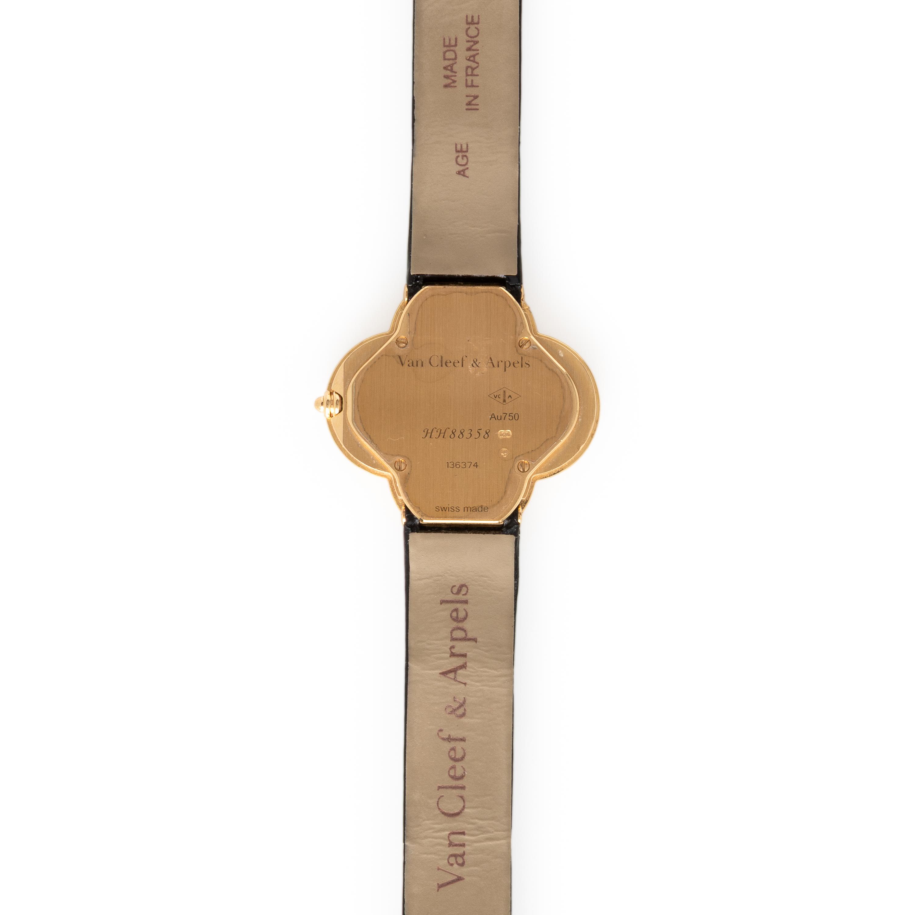 Van Cleef & Arpels, Diamond and Onyx 'Alhambra' Watch