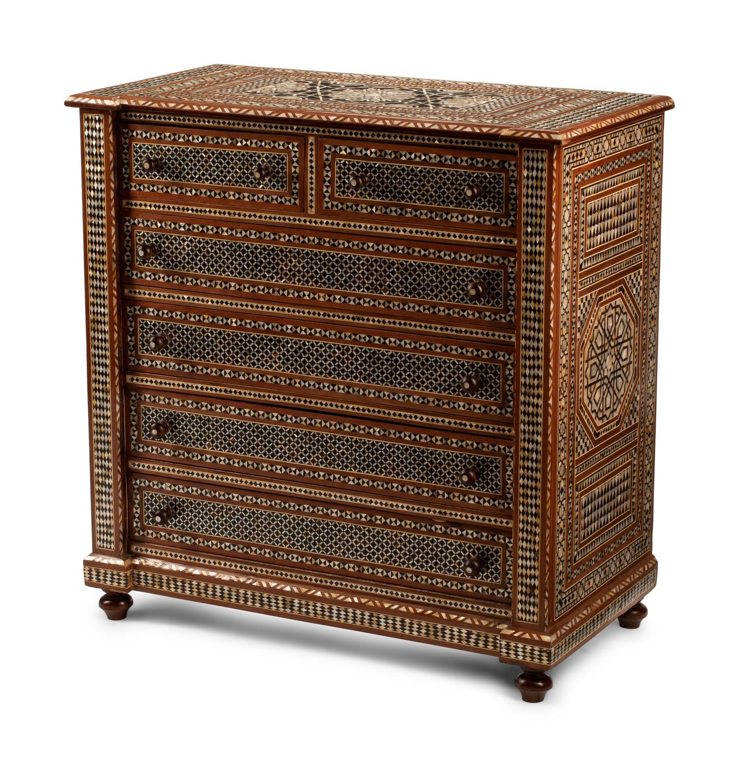 A Moorish Style Inlaid Chest of Drawers