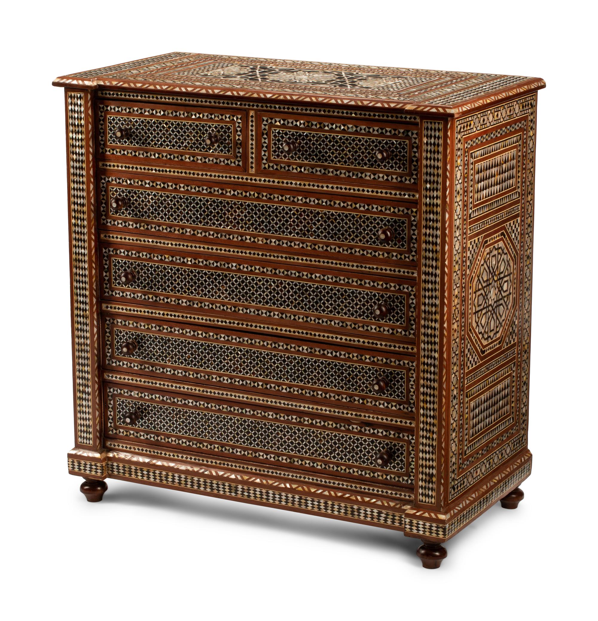 A Moorish Style Inlaid Chest of Drawers