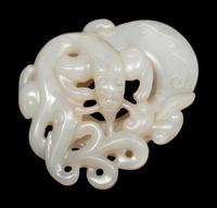 Five Chinese Carved Celadon Jade Pendants