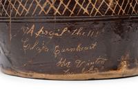 An Incised Albany Slip Presentation Butter Tub