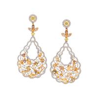 COLORED DIAMOND AND DIAMOND EARCLIPS