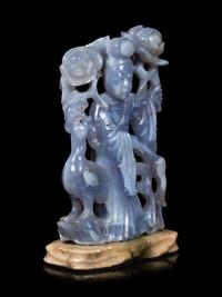 Two Chinese Carved Hardstone 'Immortals' Articles