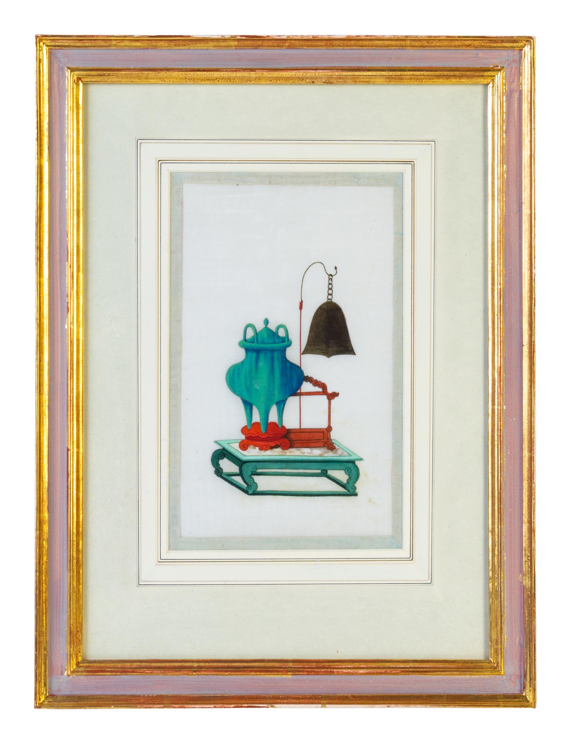Twelve Chinese Export Painted Pith Paper Scholarly Scenes
