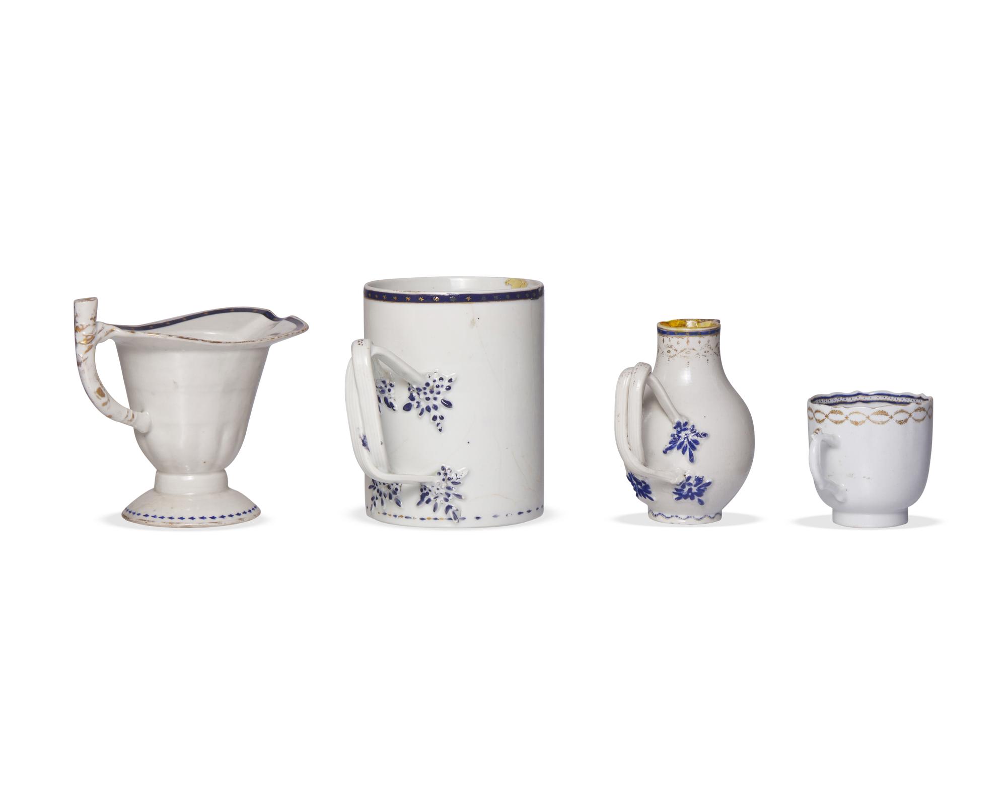 A Group Of Four Chinese Export Porcelain Items Decorated With The “Arms Of New York”