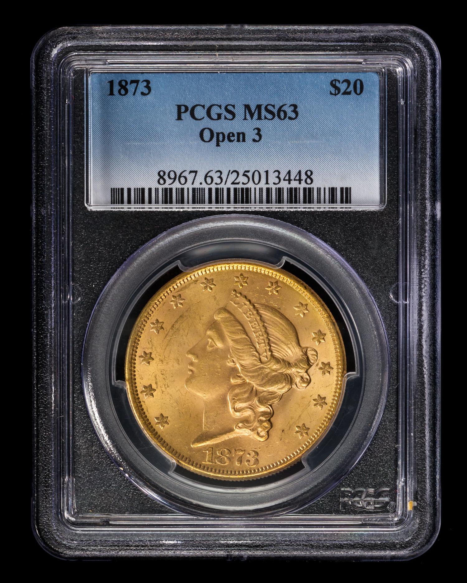 A United States 1873 Liberty Head: Open 3 $20 Gold Coin