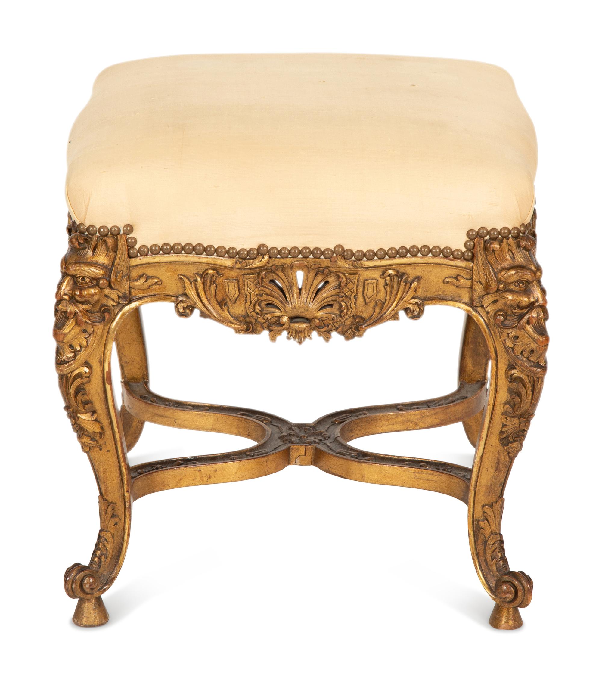 An Italian Carved Giltwood Stool