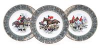 Set of Six Porcelain Equestrian Plates