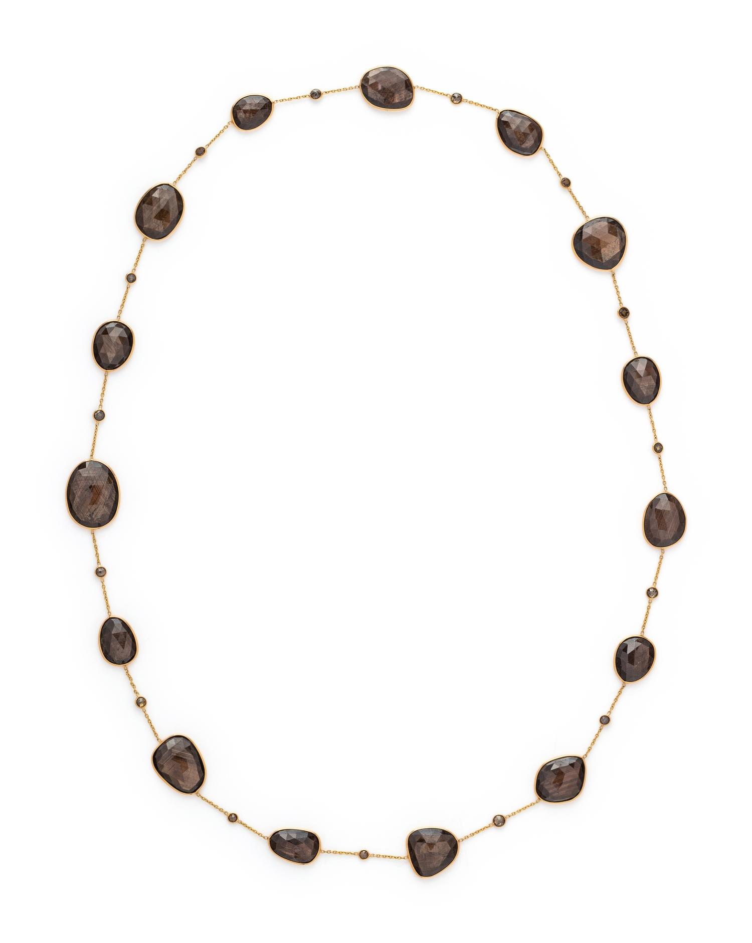 YELLOW GOLD, GREY SAPPHIRE AND COLORED DIAMOND NECKLACE