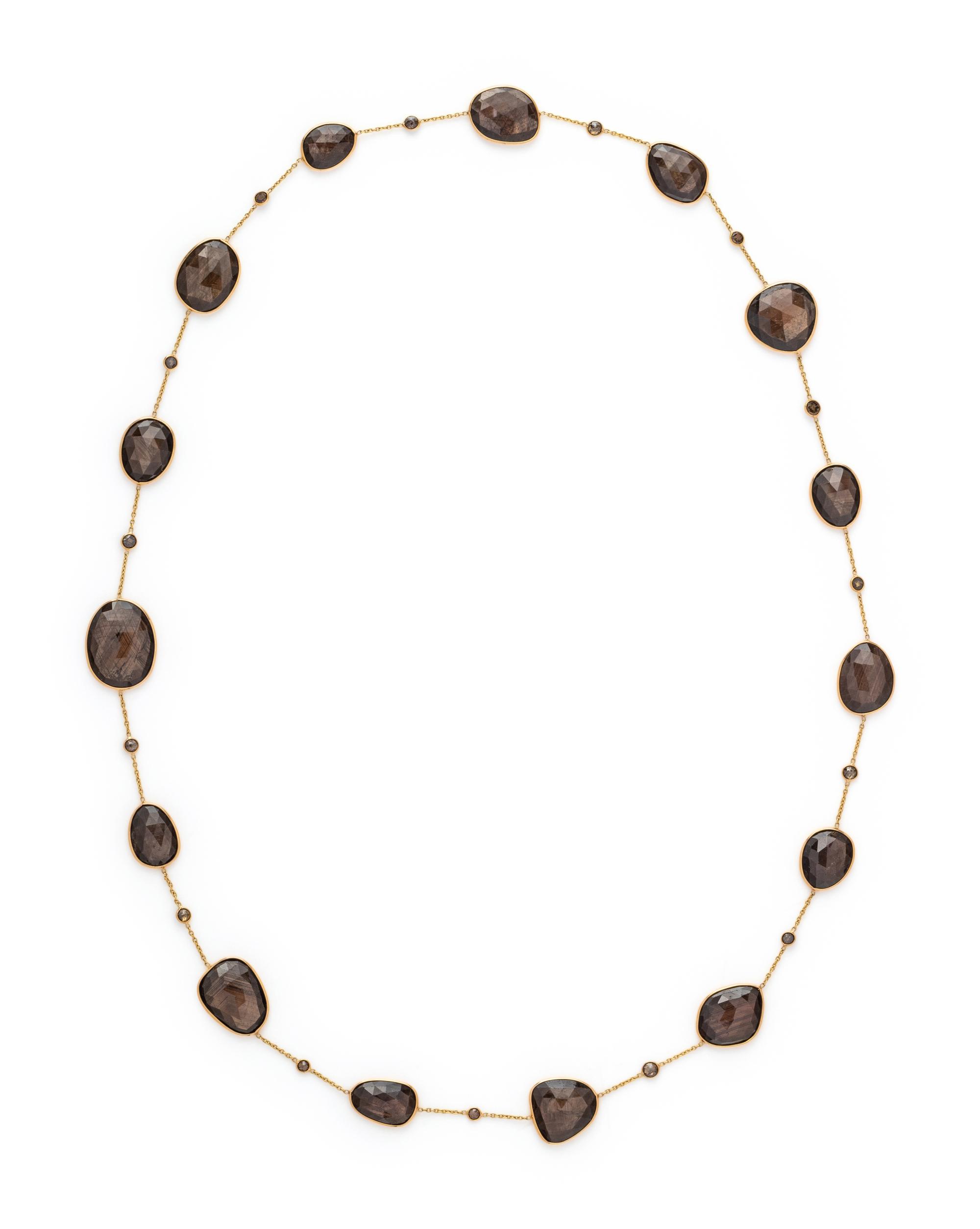 YELLOW GOLD, GREY SAPPHIRE AND COLORED DIAMOND NECKLACE