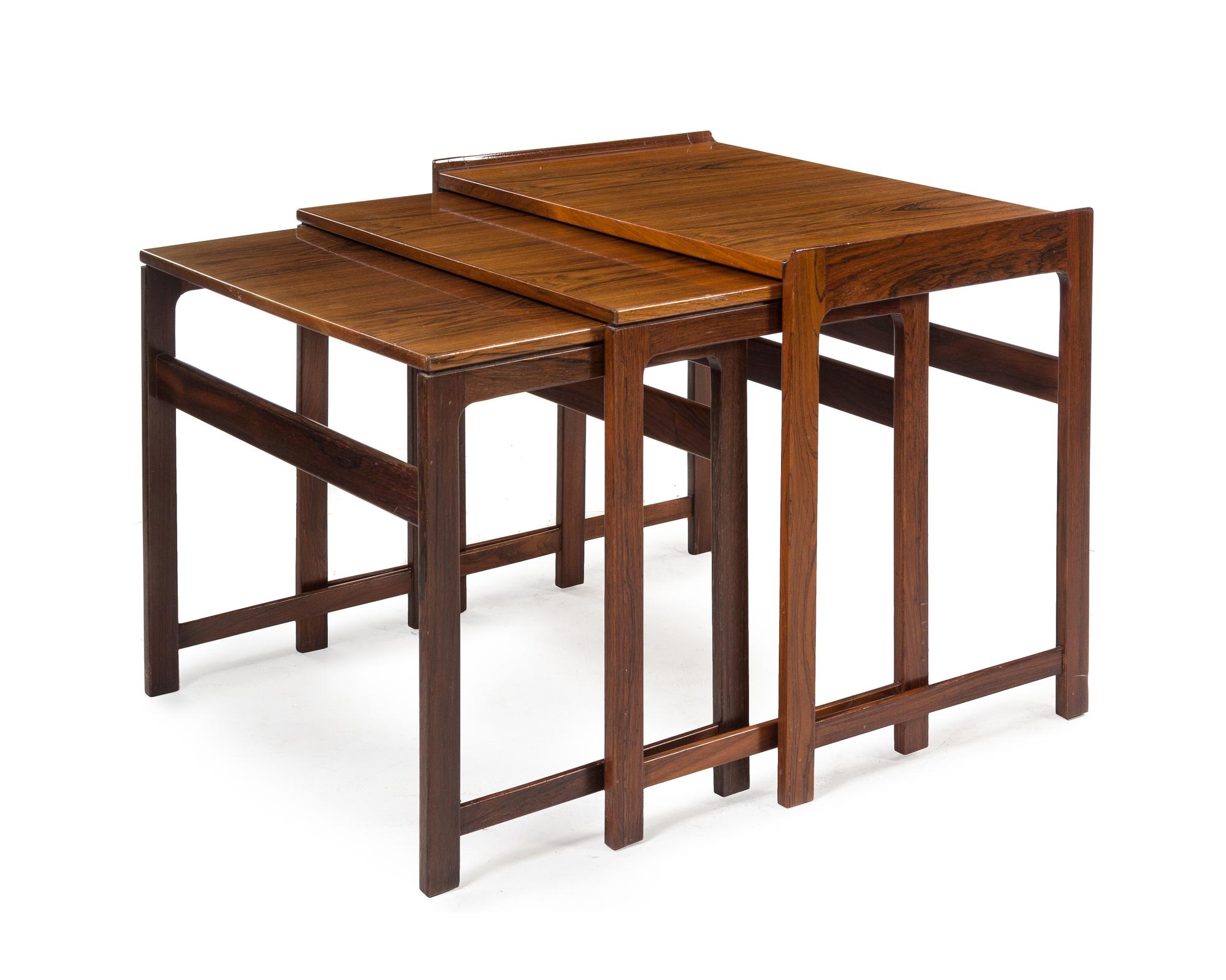 Danish, c.1960, a set of three nesting tables