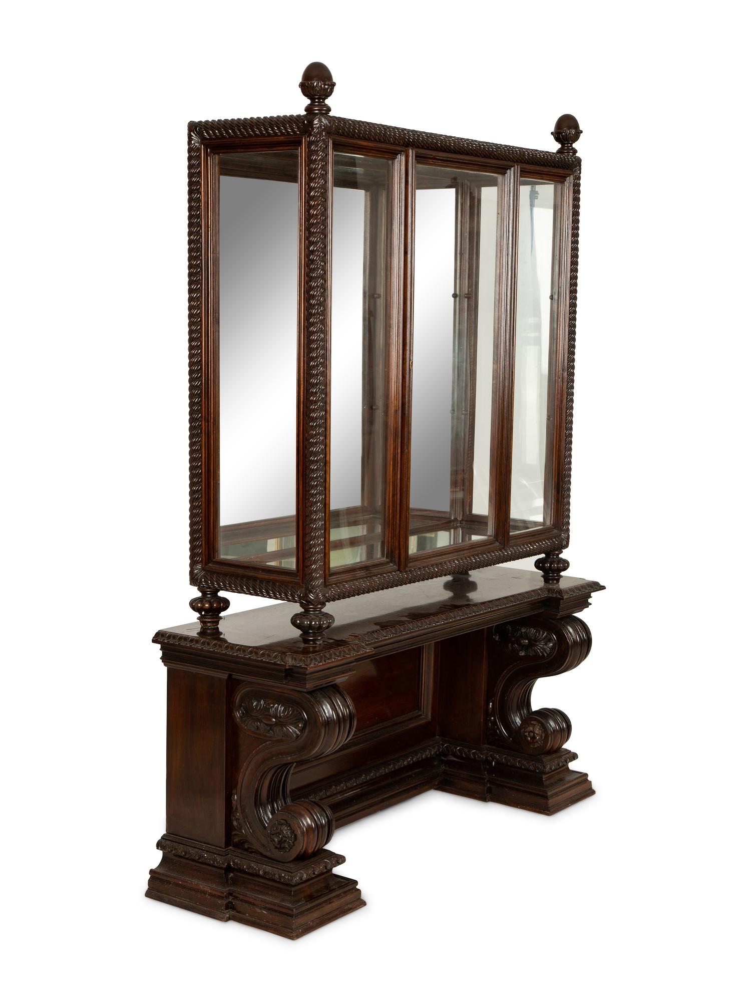 A Neoclassical Style Carved Mahogany Vitrine Cabinet — Circa 1900